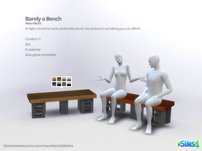 Sims 4 — Barely a Bench by kliekie — First item of the 'Rags to Riches' set is here! More will follow!