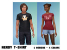 Sims 4 — Nerdy T-shirt  by BunnyMakesCC — A cute nerdy t-shirt for your sims. Features 4 designs in 4 colors. This is a