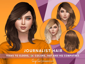 Sims 4 — SonyaSims Journalist Hair (Early Access on Patreon) by SonyaSimsCC — - New messy shoulder-length hair for your
