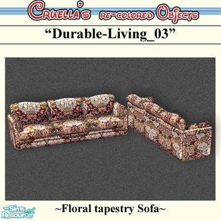 Sims 2 — am_durable-living_03 by Cruella — Floral tapestry Durable Value Sofa.