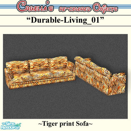 Sims 2 — am_durable-living_01 by Cruella — Tiger print Durable Value Sofa.