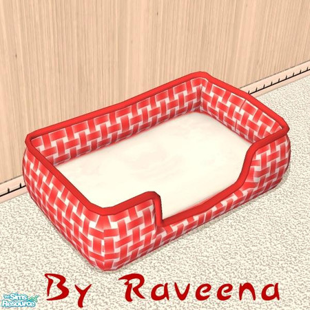 Sims 2 — Large Pet Bed - Red Check by Raveena — Pamper your pet with this colorful and soft pet bed. Even your little