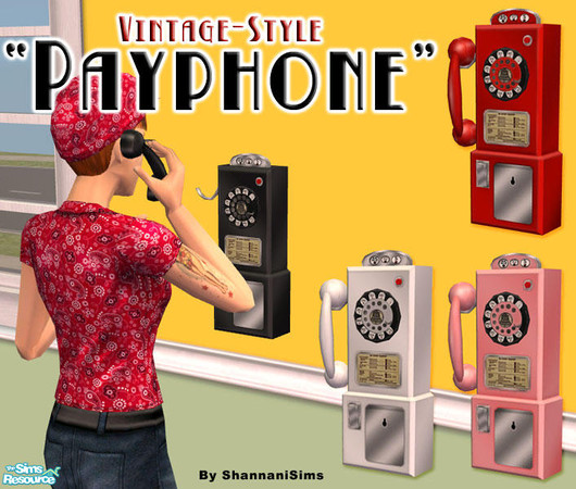 Sims 2 — Vintage-Style Payphone by Shannanigan — Well... its not really a Payphone, its just pretending to be one. Cloned