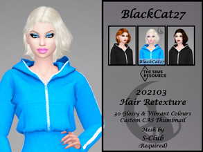 Sims 4 — S-Club 202103 Hair Retexture (MESH NEEDED) by BlackCat27 — A short casual hairstyle for your lady Sims. 30