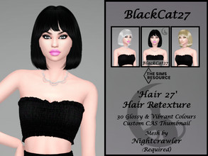 Sims 4 — Nightcrawler Hair 27 Retexture (MESH NEEDED) by BlackCat27 — A classic bob with bangs, mesh from Nightcrawler.