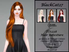 Sims 4 — Wings TO1228 Hair Retexture (MESH NEEDED) by BlackCat27 — A long stright hairstyle, mesh by WingsSims. 30 glossy