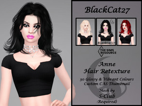 Sims 4 — S-Club Anne Hair Retexture (MESH NEEDED) by BlackCat27 — A fluffy shoulder length hairstyle for your lady Sims,