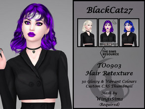 Sims 4 — Wings TO0903 Hair Retexture (MESH NEEDED) by BlackCat27 — A short curly hairstyle, mesh by WingsSims. 30 glossy