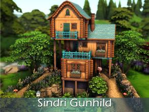 Sims 4 — Sindri Gunhild /  No CC by nolcanol — Sindri Gunhild is a charming house on a hill in front of which there is a