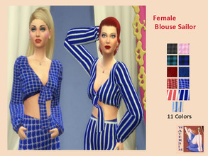 Sims 4 — ws Female Blouse Sailor - RC by watersim44 — Female Blouse Sailor with Bow ~ recolor. This it's a standalone