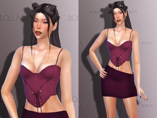 Sims 4 — Lace Up Corset [SET] DO259 by DOLilac — Custom thumbnail New Mesh 8 Colors Adult-Elder-Teen-Young Adult For