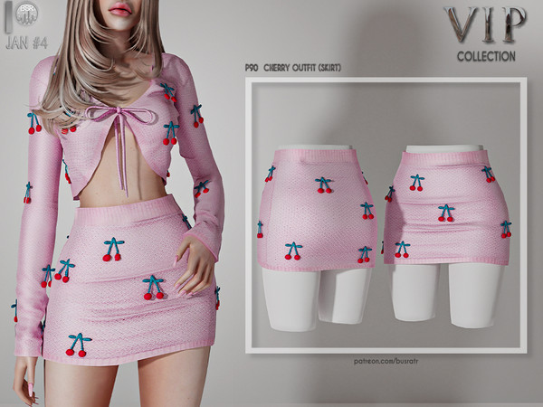 Sims 4 —  [PATREON]  (Early Access) CHERRY OUTFIT (SKIRT) P90 by busra-tr — 10 colors Adult-Elder-Teen-Young Adult For