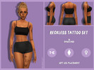 Sims 4 — Reckless Tattoo - Left Leg Placement by lotuswhim — tattoo set - 14 swatches for mix and match and 1 swatch with