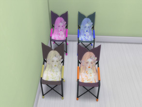 Sims 4 — Camping chair with a girl by Sovada6 — Recolor armchairs from the game add-on "camping", 4 colors