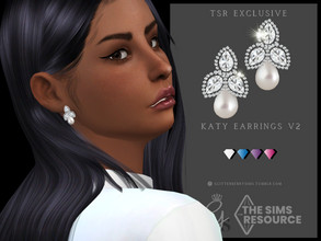 Sims 4 — Katy Earrings V2 by Glitterberryfly — A smaller earring that features diamonds and pearls. 