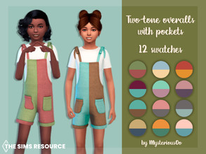 Sims 4 — Two-tone overalls with pockets by MysteriousOo — Two-tone overalls with pockets for kids in 12 colors 12