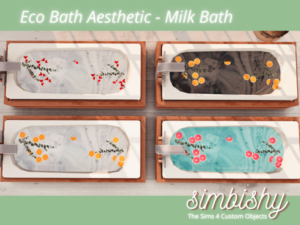 Sims 4 — Eco Bath Aesthetic - Milk Bath by simbishy — *This is a milk bath water decor for placing into an empty bath.