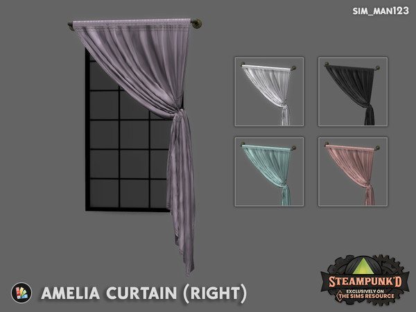 Sims 4 — Amelia Curtain - Right Tall by sim_man123 — Do you want to let some light in, but not all of it? Well, these are