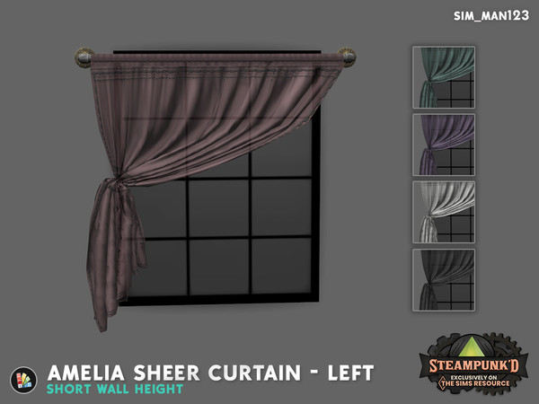 Sims 4 — Amelia Sheer Curtain - Left Short by sim_man123 — Do you want to let some light in, but not all of it - but