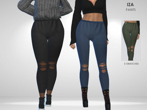 Sims 4 — Iza Pants by Puresim — Cut-out pants in 5 colors.