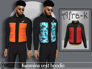 Sims 4 — Kwamina vest hoodie by akaysims — A puffer vest with a hoodie for males in 20 swatches. - Found in Cold weather