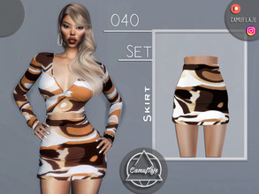 Sims 4 — SET 040 - Skirt by Camuflaje — Fashion set that includes a blouse and a skirt / Inspo - FashionNova ** Part of a