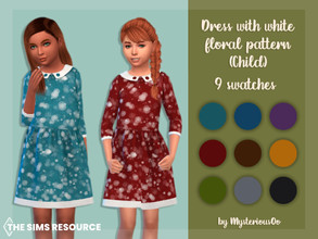 Sims 4 — Dress with white floral pattern Child by MysteriousOo — Dress with white floral pattern for kids in 9 colors 9