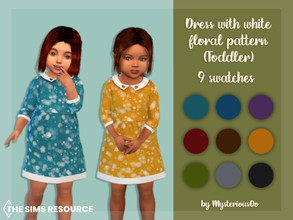 Sims 4 — Dress with white floral pattern Toddler by MysteriousOo — Dress with white floral pattern for toddlers in 9