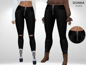Sims 4 — Donna Pants by Puresim — Faux-leather pants for female sims. 2 swatches.