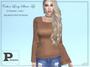 Sims 4 — Cotton Long Sleeve Top by pizazz — Cotton Long Sleeve Top for your female sims. Sims 4 games. Put something