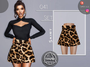 Sims 4 — SET 041 - Skirt by Camuflaje — Fashion cute set that includes a blouse and an animal print skirt/ Inspo - Nasty