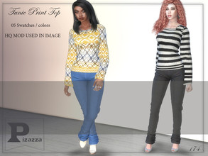 Sims 4 — Tunic Print Top by pizazz — Tunic Print Top for your female sims. Sims 4 games. Put something stylish on your