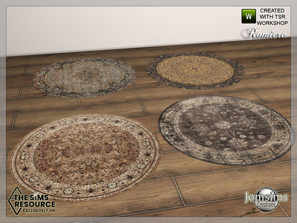 Sims 4 — Romiere rugs by jomsims — Romiere rugs, round rugs