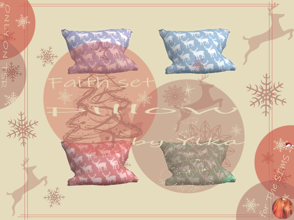 Sims 4 — [SJB] Faith set pillow by Ylka — Christmas print pillow for your armchair or sofa. Has 4 colors. You can see all