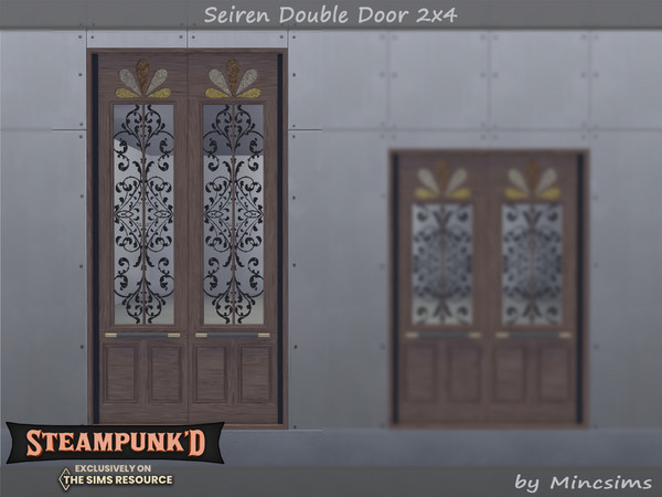 Sims 4 — Steampunked - Seiren Double Door 2x4 by Mincsims — Basegame Compatible 8 swatches