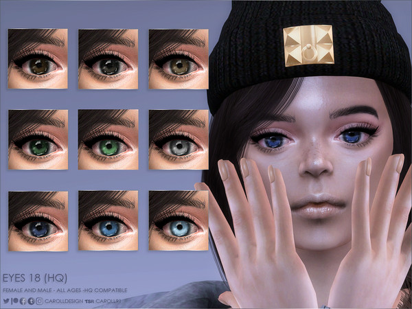 Sims 4 — Eyes 19 (HQ)  by Caroll912 — A 9-swatch set of eyes in shades of blue, green, gray, black, brown and purple.