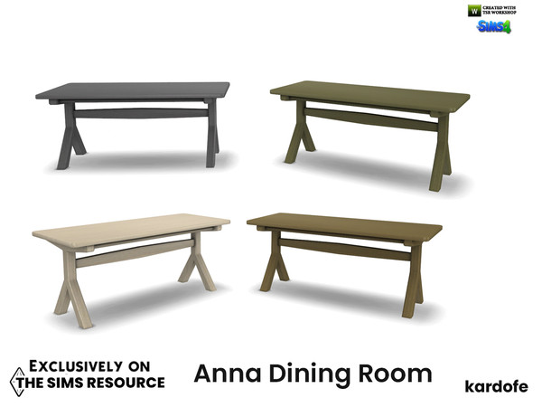 Sims 4 — Anna Dining Room_DiningTable by kardofe — Dining table, natural wood, in four colour options