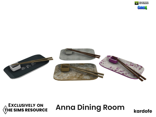 Sims 4 — Anna Dining Room_Tray by kardofe — Tray with bowl and oriental chopsticks, in four colour options