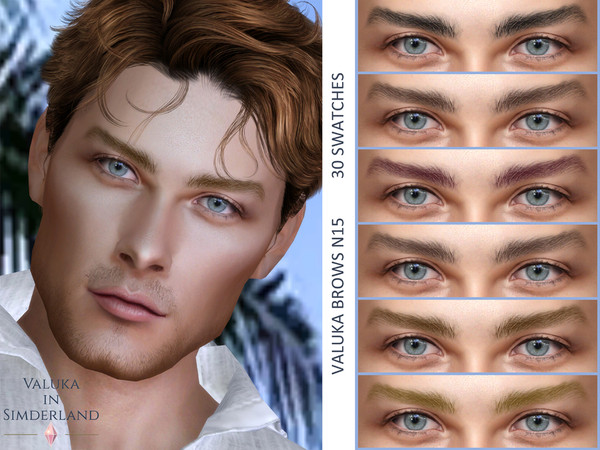 Sims 4 — [Patreon] Valuka - Brows N15 by Valuka — 30 colours. You can find it in brows. Thumbnail for identification. HQ