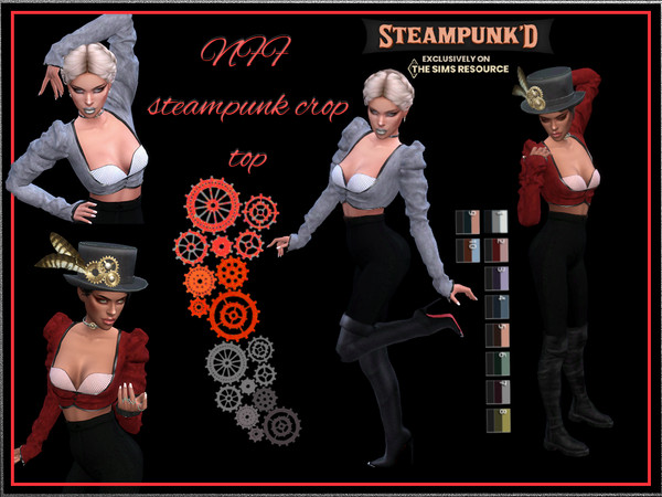 Sims 4 — NFF steampunk crop top by Nadiafabulousflow — Hi guys! This upload its a steampunk top with a suede texture and