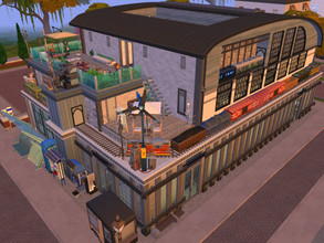 Sims 4 — The Station by aurawra91 — A train and railroad themed lot modeled after a metro station. Tagged as a