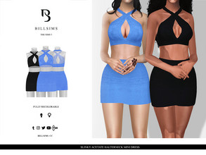 Sims 3 — Slinky Acetate Halterneck Mini Dress by Bill_Sims — This mini dress features a slinky acetate material with a