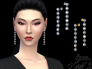 Sims 4 — Princess cut thread drop earrings by Natalis — Princess cut thread drop earrings. 3 crystal shadows. 2 metal