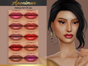Sims 4 — Makeup Set 05 - Lipstick  by Anonimux_Simmer — - 10 Swatches - Compatible with the color slider - BGC - HQ -