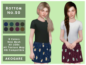 Sims 4 — Akogare Bottom No.20 by _Akogare_ — Akogare Bottom No.20 - 8 Colors - New Mesh (All LODs) - All Texture Maps -