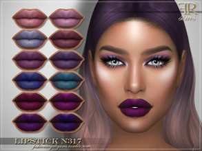 Sims 4 — Lipstick N317 by FashionRoyaltySims — Standalone Custom thumbnail 12 color options HQ texture Compatible with HQ