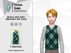 Sims 4 — Argyle Vest with Sweatshirt for Child by David_Mtv2 — Available in 7 swatches for child only. It was inspired in