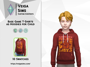 Sims 4 — Base Game T-Shirt as Hoodie for Child by David_Mtv2 — Available in 10 swatches for child only. All textures were