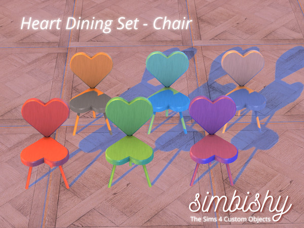 Sims 4 — Heart Dining Set - Chair by simbishy — This dining chair is part of my wooden heart-shaped dining set.