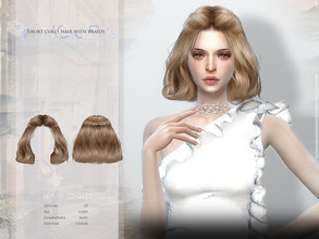 Sims 4 — WINGS-ER0125-Short curly hair with braids by wingssims — Colors:15 All lods Compatible hats Support custom
